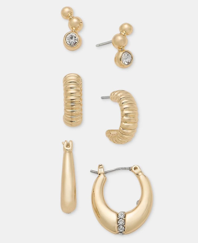 Anne Klein Crystal Stud & Hoop Earrings, 3-Piece Set