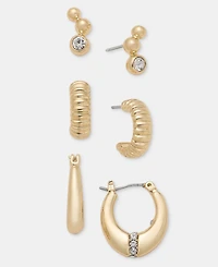 Anne Klein Crystal Stud & Hoop Earrings, 3-Piece Set