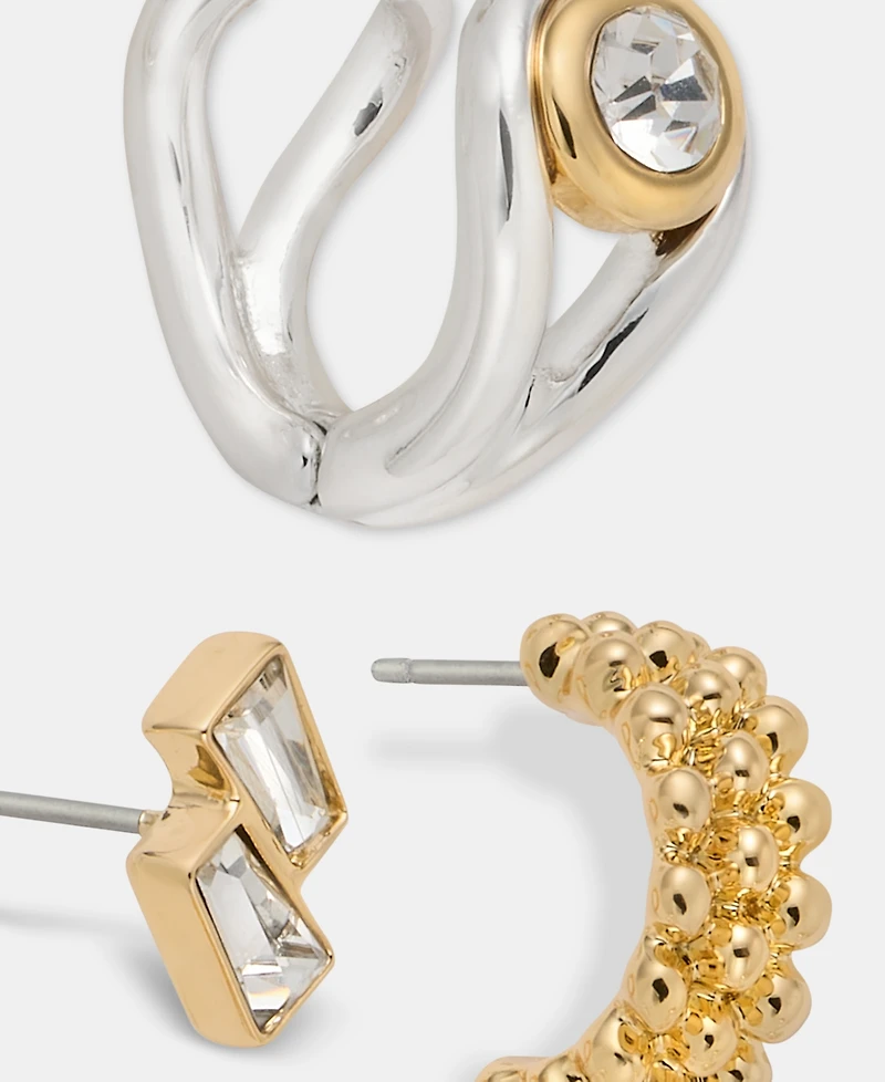 Anne Klein Baguette, Textured & Stone Earrings, 3-Pc. Set