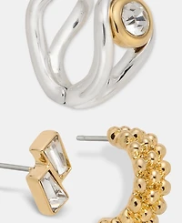 Anne Klein Baguette, Textured & Stone Earrings, 3-Pc. Set