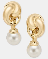 Anne Klein Imitation Pearl Twisted Clip-On Drop Earrings