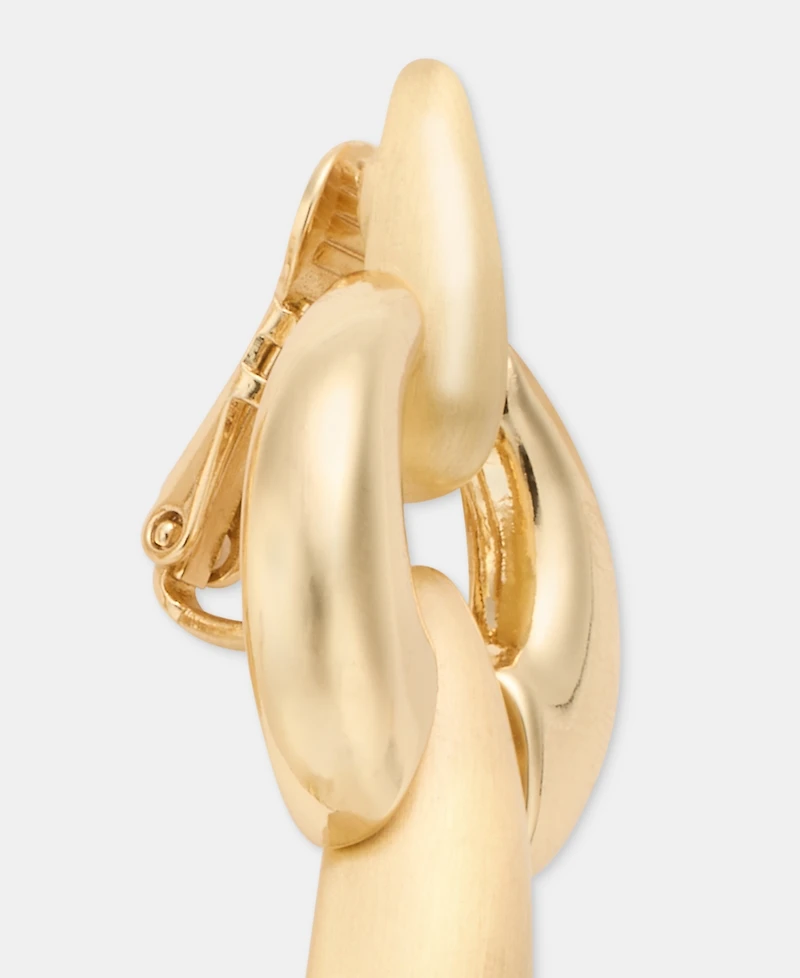 Anne Klein Puffy Linked Clip-On Linear Drop Earrings