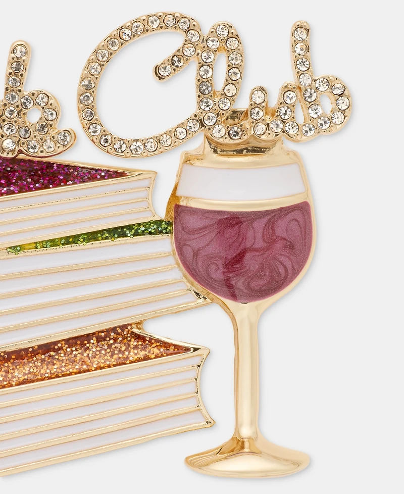 Anne Klein Pave & Glitter Book Club Pin