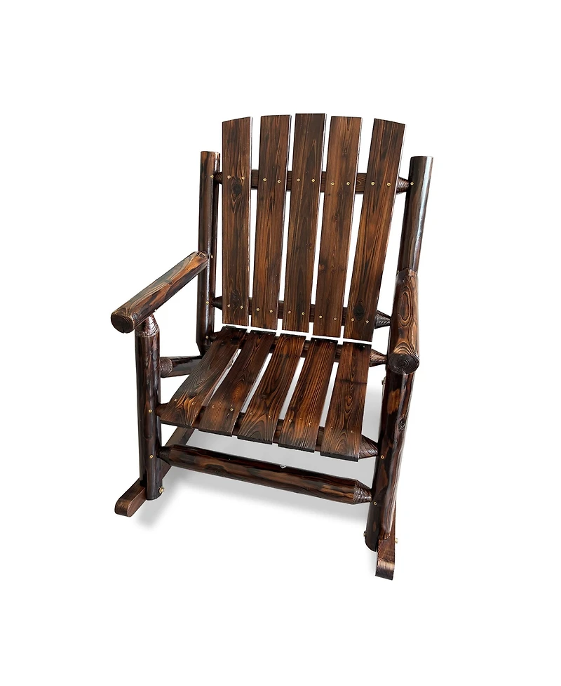 Hips All-Weather Outdoor Glider Chair, Heavy-Duty Single Patio Rocker with Removable Cup Holders