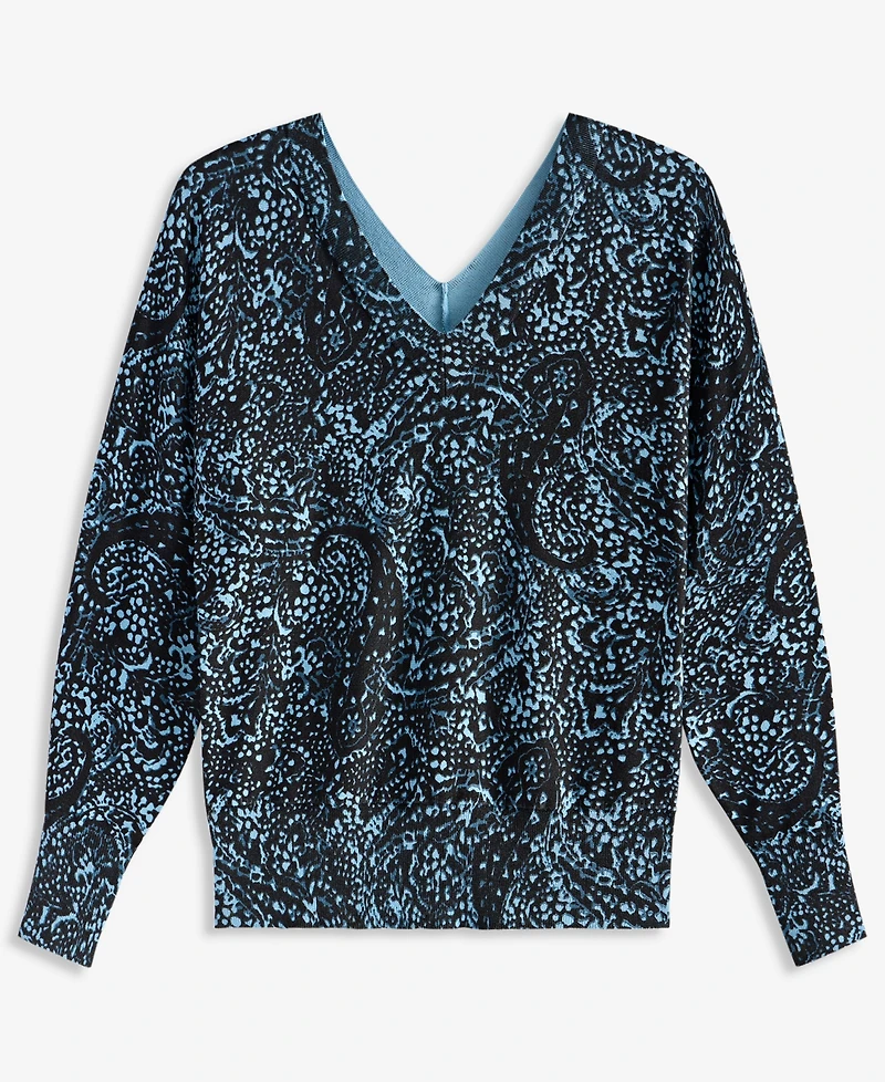 I.n.c. International Concepts Women's Print Double V-Neck Dolman Sweater, Macy's Exclusive