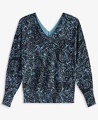 I.n.c. International Concepts Women's Print Double V-Neck Dolman Sweater, Macy's Exclusive