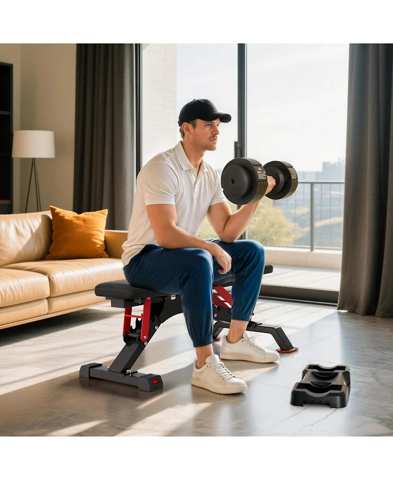 Fed Fitness DB2 Adjustable Dumbbell Set, 5-in-1 Quick Adjustable Weights with Storage Box and Non-Slip Handle, Weight Set for Home Gym Exercise