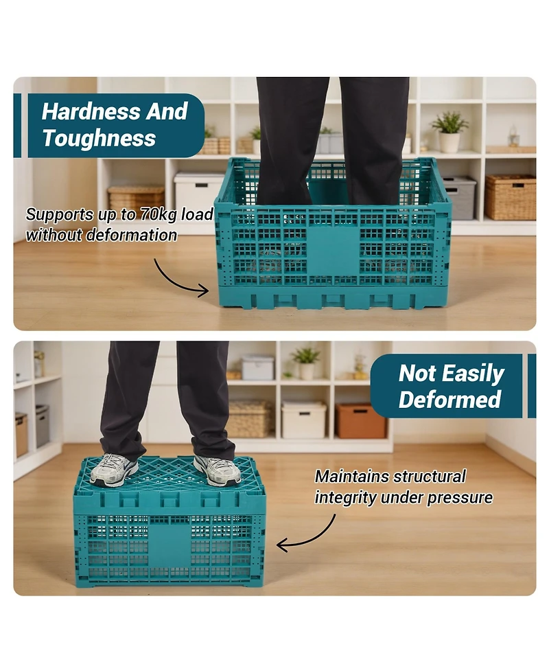 gaomon 2Pieces Stackable Collapsible Heavy Duty Plastic Storage Organizer Crate for Outdoor Office, Home, School, Camping
