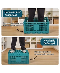 gaomon 2Pieces Stackable Collapsible Heavy Duty Plastic Storage Organizer Crate for Outdoor Office, Home, School, Camping