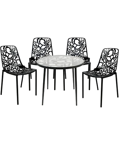 LeisureMod Devon 5-Piece Outdoor Dining Set