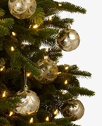 Holiday Lane Opulence Set of 6 Shatterproof Silver and Gold Decorated Ball Ornaments, Macy's Exclusive