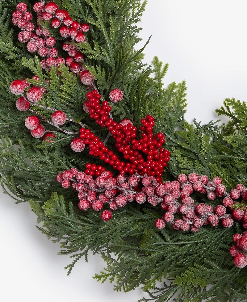 Holiday Lane Heritage Cedar Wreath with Red Berries, Macy's Exclusive