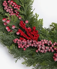 Holiday Lane Heritage Cedar Wreath with Red Berries, Macy's Exclusive