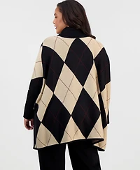Jones New York Plus Size Argyle Turtleneck Poncho