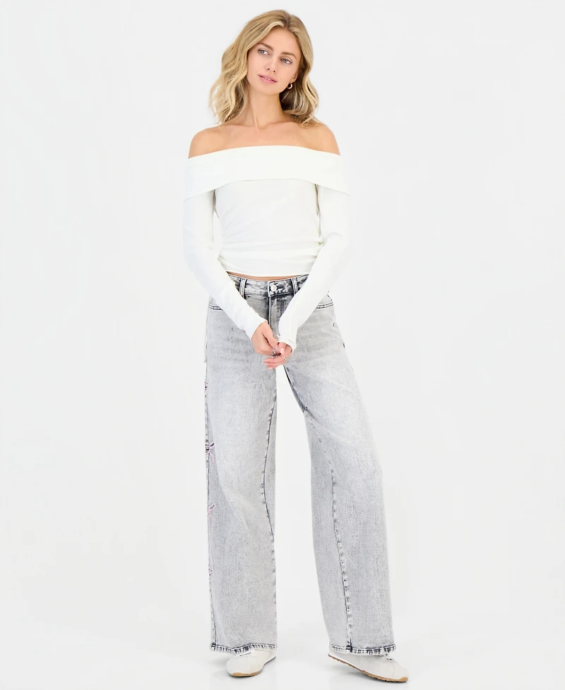 Madden Girl Women's Ultra 90s High-Rise Wide-Leg Jeans