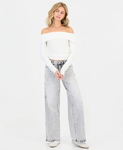 Madden Girl Women's Ultra 90s High-Rise Wide-Leg Jeans
