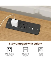 gaomon Set of 2 Farmhouse Nightstand with Charging Station 2 Drawers and Open Shelf, Usb/Type-c/Ac Outlets