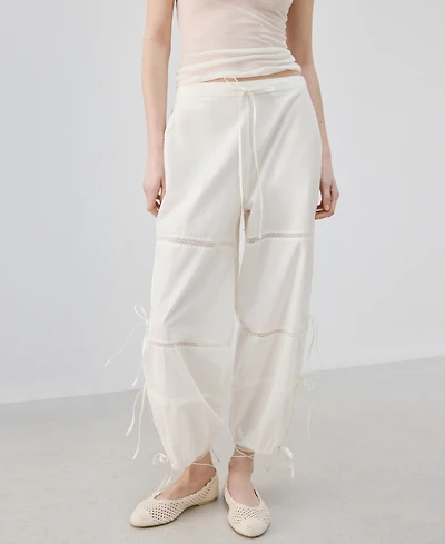 Mango Women's Bows Baggy Cotton Pants