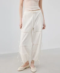 Mango Women's Bows Baggy Cotton Pants