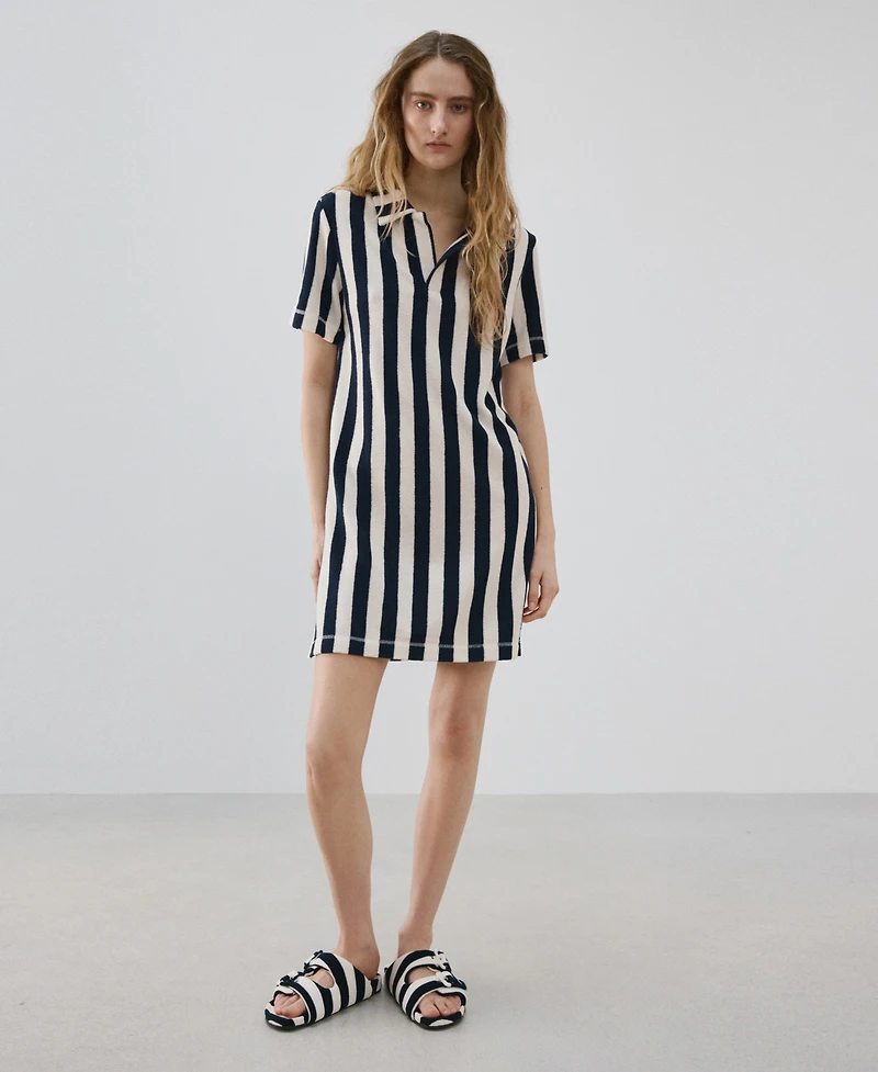 Mango Women's Striped Terry Cotton Nightgown