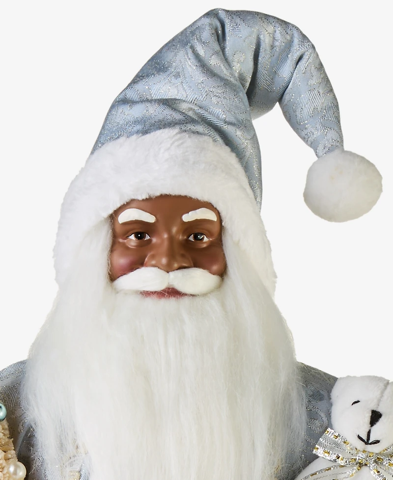 Holiday Lane Opulence African American Standing Santa with Tree and Stuffed Bear, Macy's Exclusive