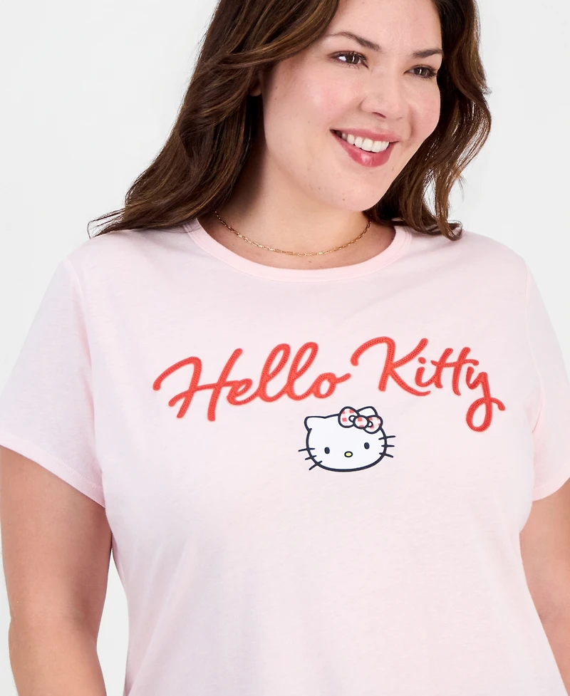 Love Tribe Plus Hello Kitty Tee With App Graphic Crewneck T-Shirt