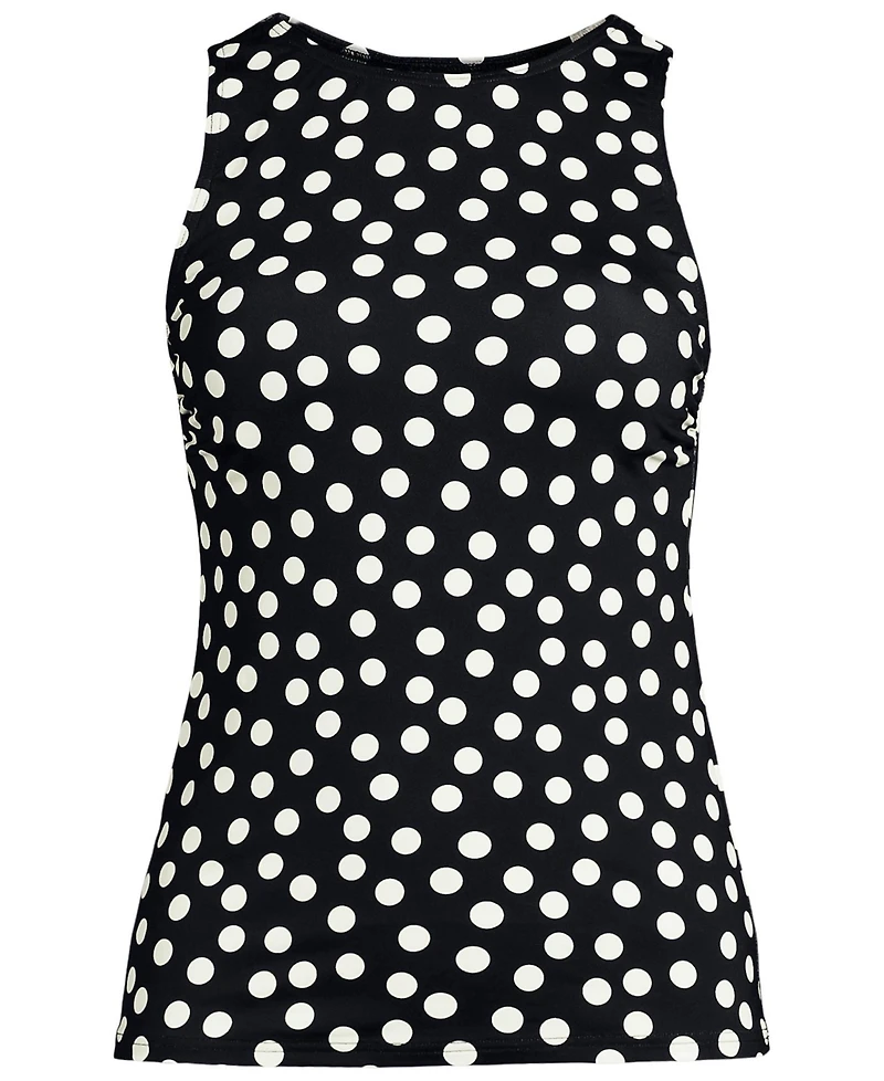 Lands' End Women's D-Cup Chlorine Resistant High Neck Upf 50 Modest Tankini Swimsuit Top