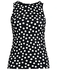 Lands' End Women's D-Cup Chlorine Resistant High Neck Upf 50 Modest Tankini Swimsuit Top