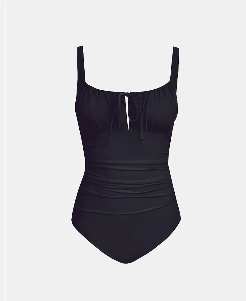 Cupshe Women's Elegant Tie Front One-Piece Swimsuit with Ruched