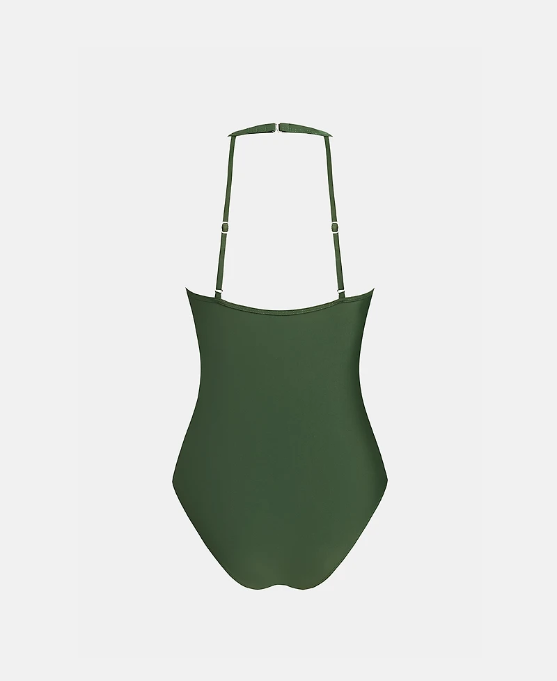 Cupshe Women's Scoop Neck Mesh Panel Ruched One-Piece Swimsuit