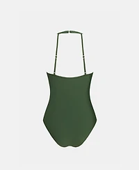 Cupshe Women's Scoop Neck Mesh Panel Ruched One-Piece Swimsuit