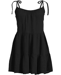 Lands' End Women's Cotton Gauze Tiered Mini Cover-up Dress