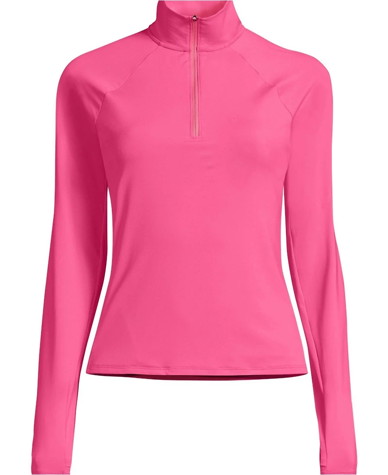 Lands' End Women's Long SunShade Upf 50 Sleeve Quarter Zip Rash Guard