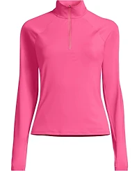 Lands' End Women's Long SunShade Upf 50 Sleeve Quarter Zip Rash Guard