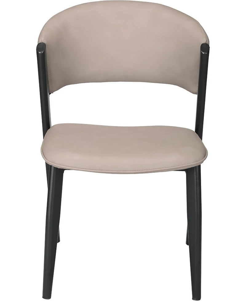 LeisureMod Aspen Modern Dining Chairs Set of 2 Leather Kitchen Side Chair - Open Back and Curved Design, Iron Legs, Accent Seating for Room