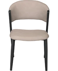 LeisureMod Aspen Modern Dining Chairs Set of 2 Leather Kitchen Side Chair - Open Back and Curved Design, Iron Legs, Accent Seating for Room