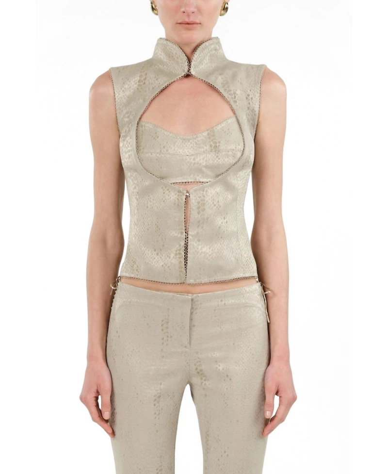 Nocturne Women's Braid-Trim Bustier Top with Built-In Bra