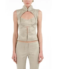 Nocturne Women's Braid-Trim Bustier Top with Built-In Bra