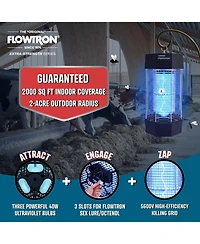 Flowtron Electric Bug Zapper 2 Acres / 2000 sq.ft,150W Indoor/Outdoor Bug Zapper w/Dual Lure Method