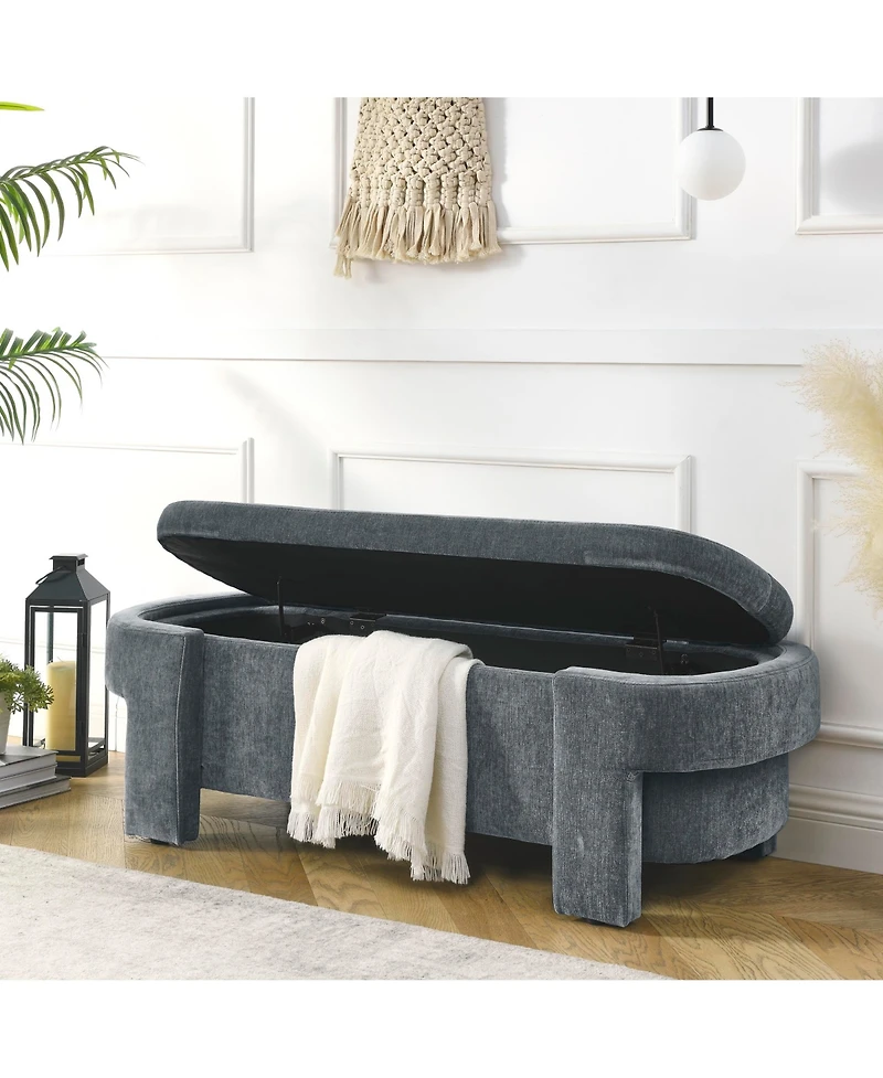 Flynama 51.5" Chenille Large Storage Bench