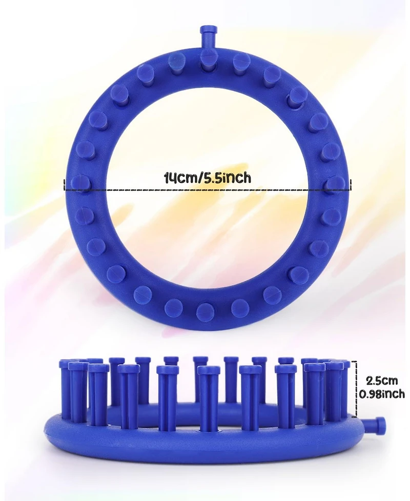 Aeelike Round Knitting Looms Set - 24 Pegs, 14 cm Diameter Plastic Loom for Beginners