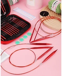 Aeelike Interchangeable Knitting Needle Set with Circular Cable for Crafters, 13 Circular Knitting Needles with 4 Cables, 3-10 mm