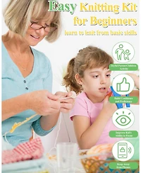 Aeelike Knitting Kit for Beginners, Complete Beginner Knitting Set with Needles and Cotton Yarn, Learn to Knit Dishcloth