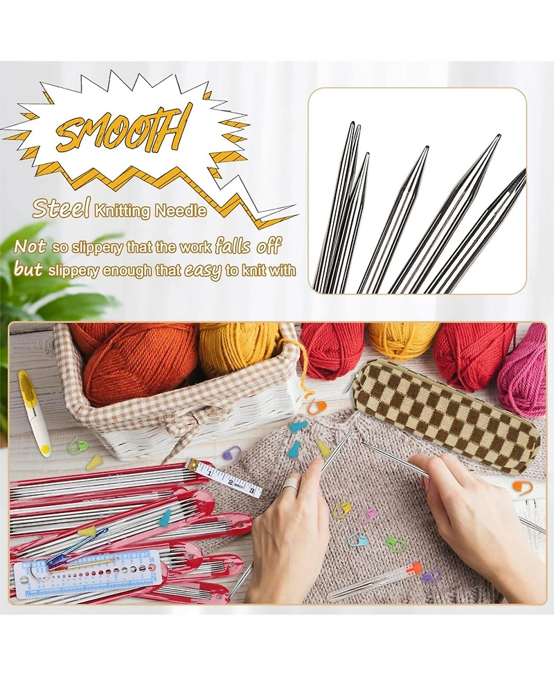 Aeelike 55-Piece Double Pointed Knitting Needles Set - Short Knitting Needles for Beginners