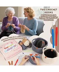 Aeelike Complete Crochet Basket Kit for Beginners - Includes Yarn, Hook, Stitch Markers, and Guidebook