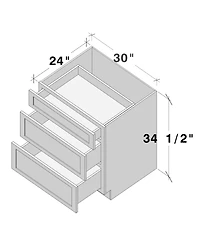 Boyel Living 30 Inch Wide 3-Drawers Base Cabinets, Ready to Assemble Kitchen Cabinet with Solid Wood Frame, Soft-Close Slides and Hinges