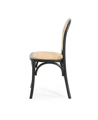 Rainsken Wood Dining Chair Set of 2 with Rattan Cane Back and Seat, Mid-Century Modern Kitchen Chairs for Dining Room, Restaurant