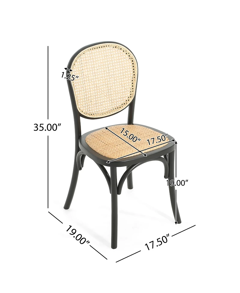 Rainsken Wood Dining Chair Set of 2 with Rattan Cane Back and Seat, Mid-Century Modern Kitchen Chairs for Dining Room, Restaurant