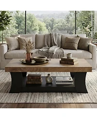 Tribesigns 55" Coffee Table: Living room table with storage shelf. Modern farmhouse rectangle table for living room,bedroom,office.
