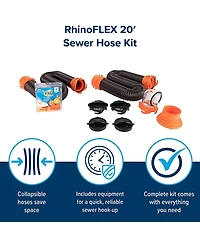 Camco RhinoFLEX 20' Sewer Hose with Sidewinder Support Rv Trailer Accessory Set
